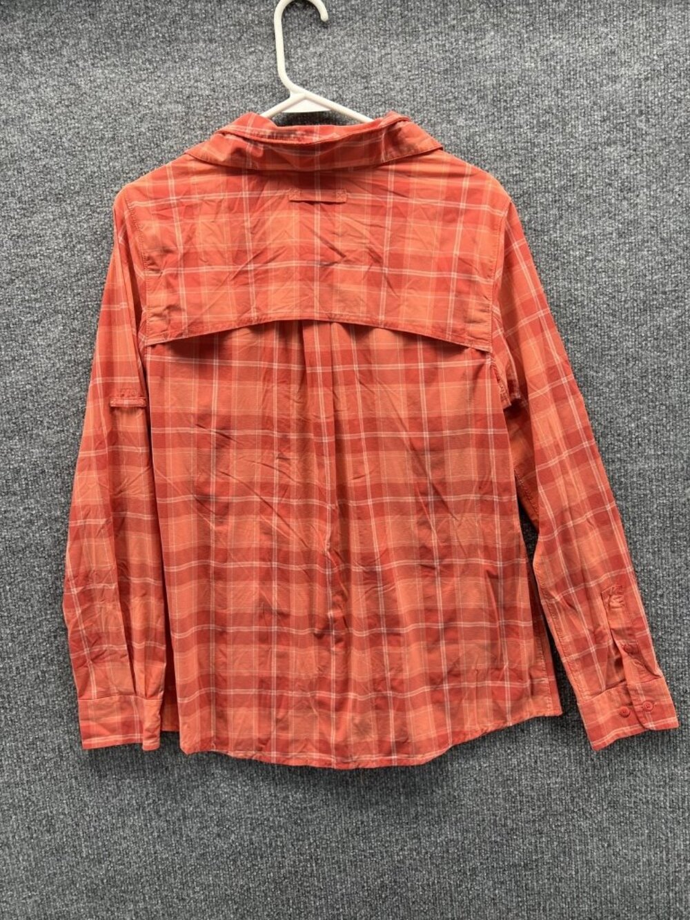 Duluth Trading Co Shirt Women Medium Orange Plaid Collared Long Sleeve Button - Picture 8 of 10